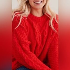 Aerie Red Cableknit Sweater
